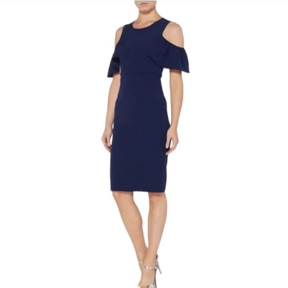 Bardot Navy Blue Cold Shoulder Jessie Dress Size 6 - Picture 1 of 11